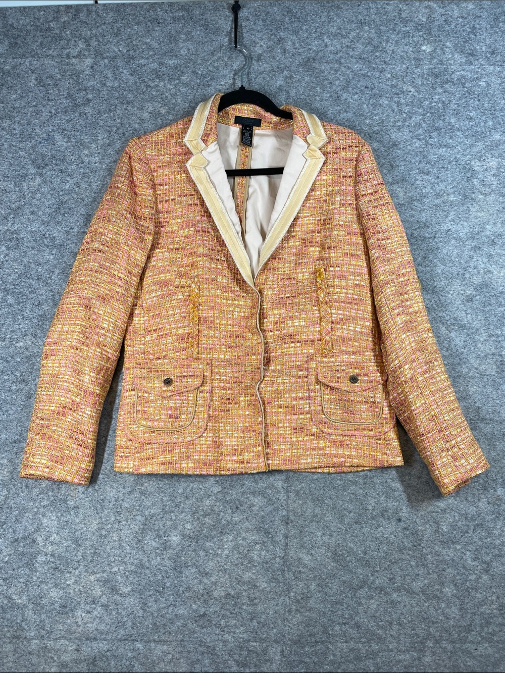 J. Crew Cotton Linen Blend Tweed Blazer Size 10 Boucle Career Office Jacket